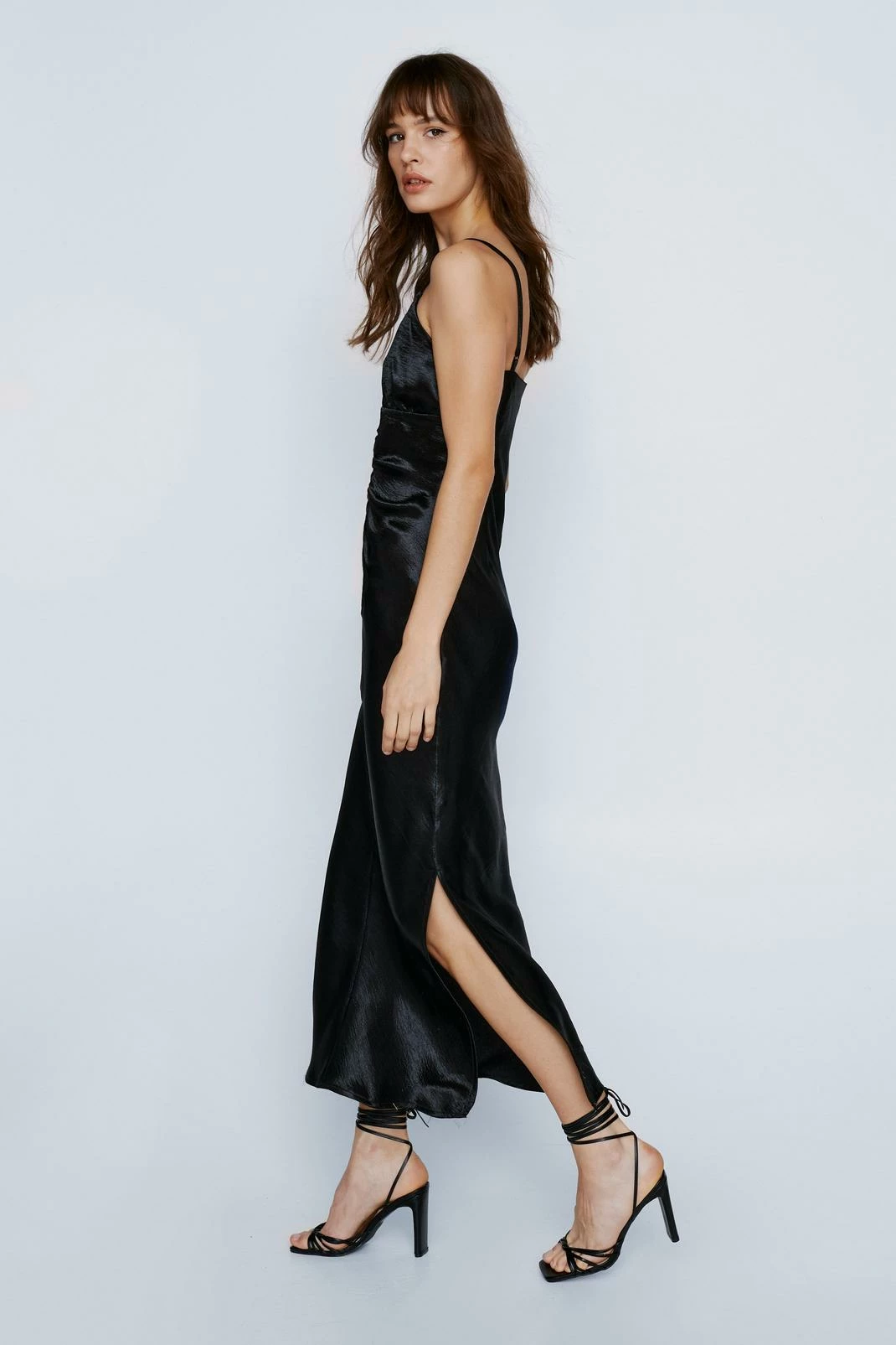 Hammered Satin Cut Out Bias Midi Dress 2 Hammered Satin Cut Out Bias Midi Dress - Image 2