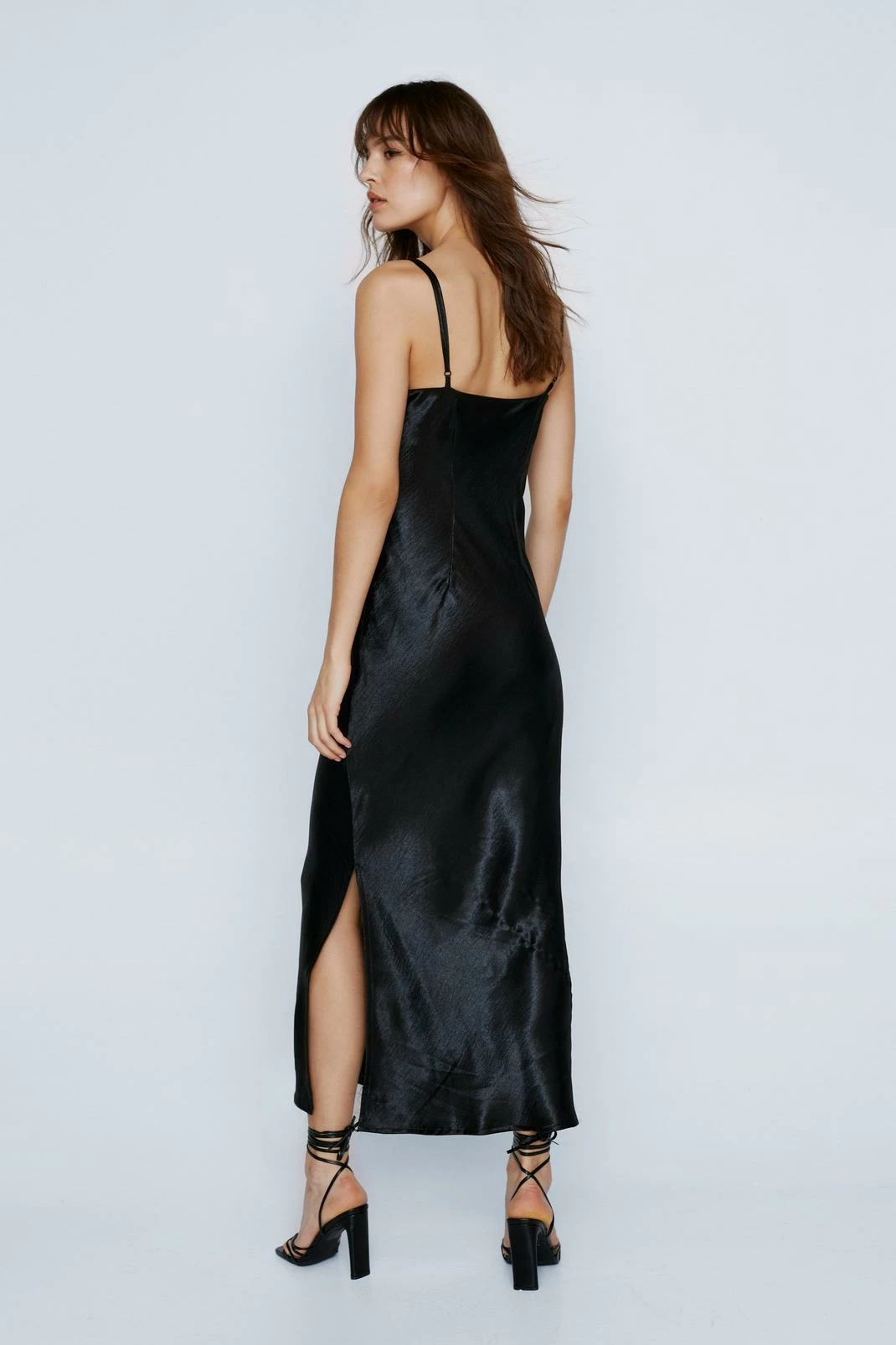 Hammered Satin Cut Out Bias Midi Dress 3 Hammered Satin Cut Out Bias Midi Dress - Image 3