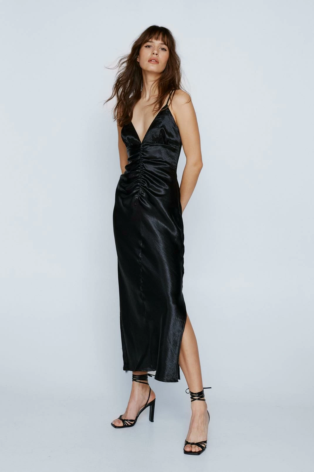Hammered Satin Cut Out Bias Midi Dress 7 Hammered Satin Cut Out Bias Midi Dress - Image 7