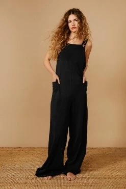 Jersey Low Back Straight Leg Overalls 7 Jersey Low Back Straight Leg Overalls -Nasty Gal Sales Store Sales womens black jersey low back straight leg overalls 3