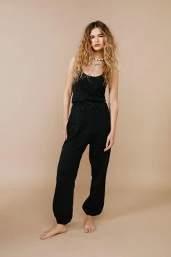 Jersey Slub Tie Waist Detail Jumpsuit
