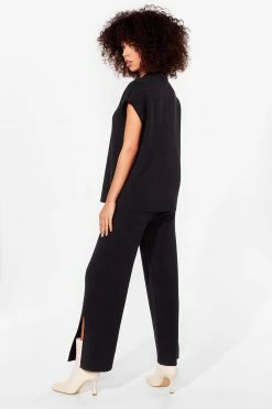 We Should Be Together Knit Tank Top And Pants Set -Nasty Gal Sales Store Sales womens black knitted top and split hem pants set 2