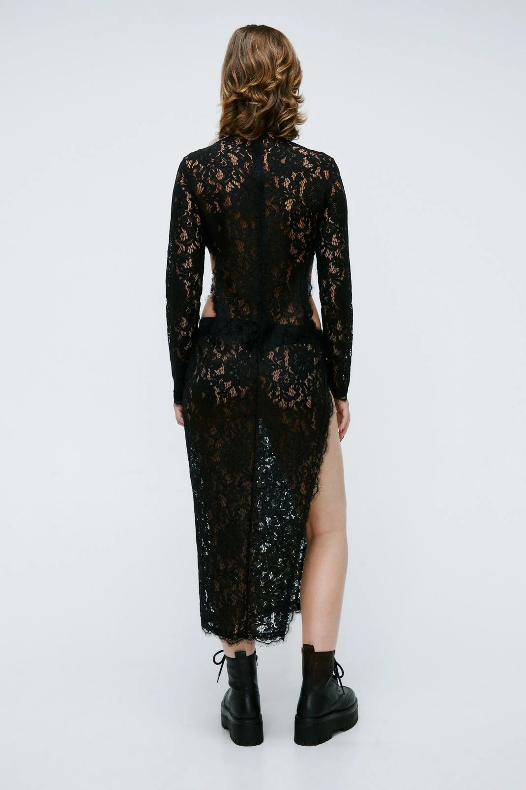 Lace Cut Out High Neck Dress 2 Lace Cut Out High Neck Dress - Image 2