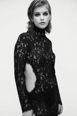 Lace Cut Out High Neck Dress