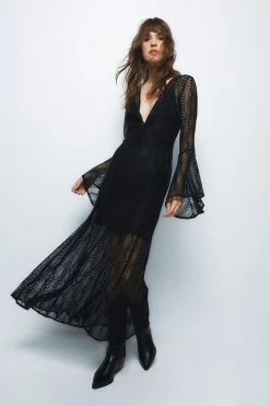 Lace Plunge Maxi Dress -Nasty Gal Sales Store Sales womens black lace plunge maxi dress 3