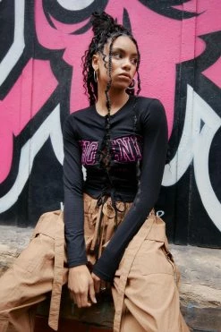 Lace Up Phoenix Graphic T-shirt -Nasty Gal Sales Store Sales womens black lace up phoenix graphic t shirt 1