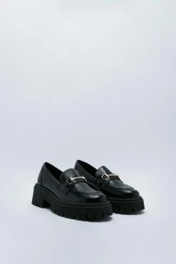 Leather Chunky Penny Loafers 6 Leather Chunky Penny Loafers -Nasty Gal Sales Store Sales womens black leather chunky penny loafers 2
