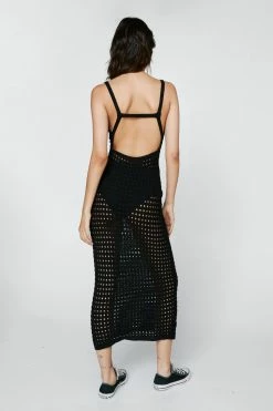Low Back Stitch Effect Strappy Dress -Nasty Gal Sales Store Sales womens black low back stitch effect strappy dress 2