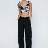 Marble Print Tie Strap Crop Top