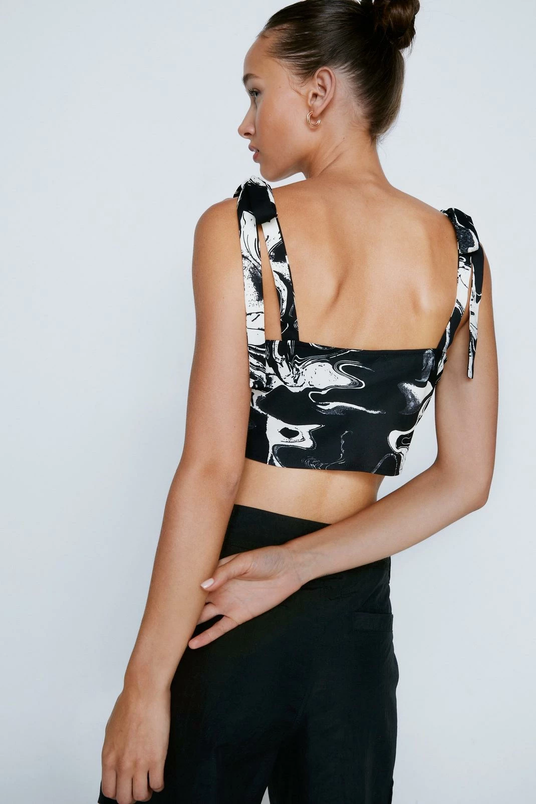 Marble Print Tie Strap Crop Top 3 Marble Print Tie Strap Crop Top - Image 3