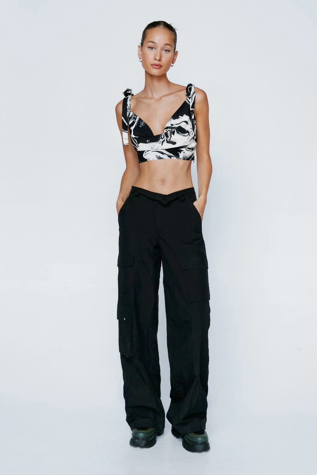 Marble Print Tie Strap Crop Top 1 Marble Print Tie Strap Crop Top