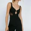 Mesh Insert Tailored Bandeau Jumpsuit