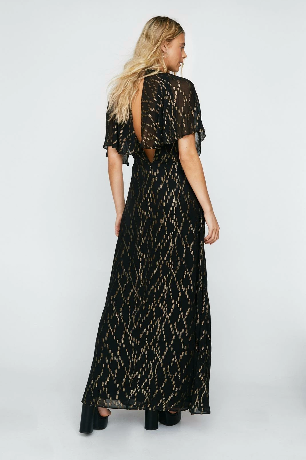 Metallic Spot Angel Sleeve Maxi Dress 6 Metallic Spot Angel Sleeve Maxi Dress - Image 6