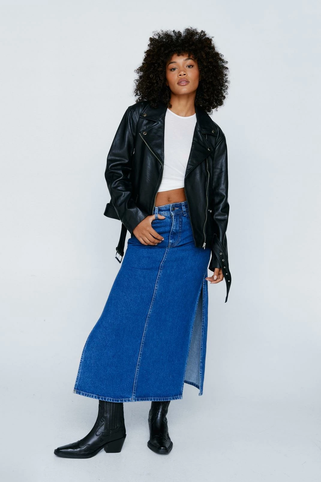 Oversized Real Leather Biker Jacket 2 Oversized Real Leather Biker Jacket - Image 2