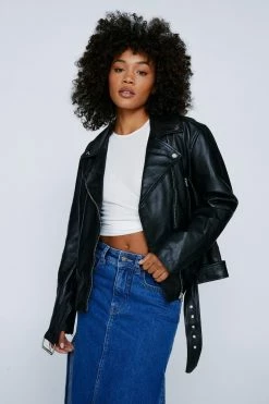 Oversized Real Leather Biker Jacket 7 Oversized Real Leather Biker Jacket -Nasty Gal Sales Store Sales womens black oversized real leather biker jacket 3