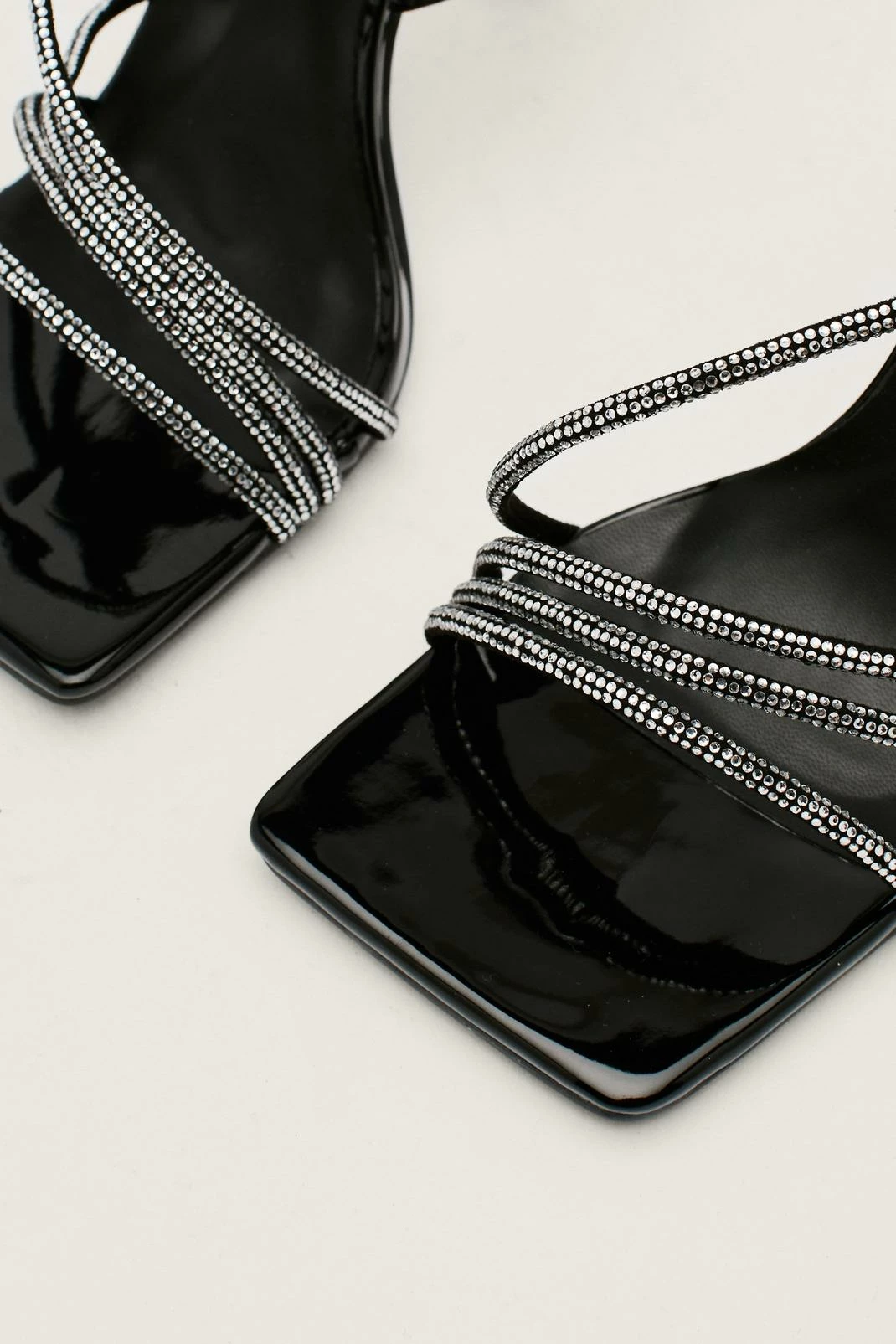 Patent Diamante Strappy Square Toe Heels 3 Patent Diamante Strappy Square Toe Heels - Image 3