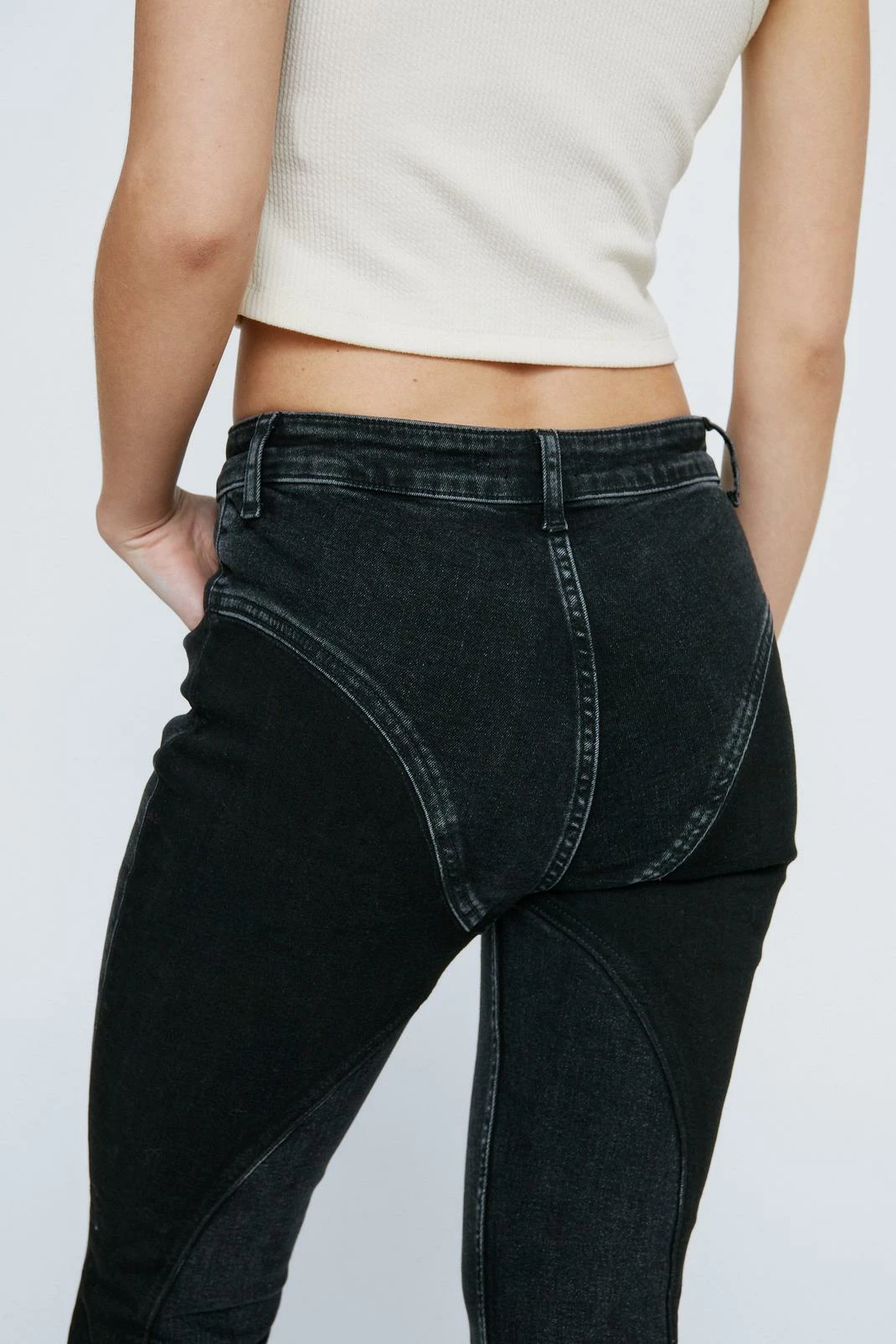 Petite Contrast High Rise Denim Skinny Jeans 3 Petite Contrast High Rise Denim Skinny Jeans - Image 3
