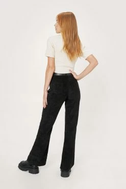 Petite Corduroy High Waisted Flared Pants -Nasty Gal Sales Store Sales womens black petite corduroy high waisted flare pants 2