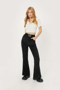 Petite Corduroy High Waisted Flared Pants -Nasty Gal Sales Store Sales womens black petite corduroy high waisted flare pants 3