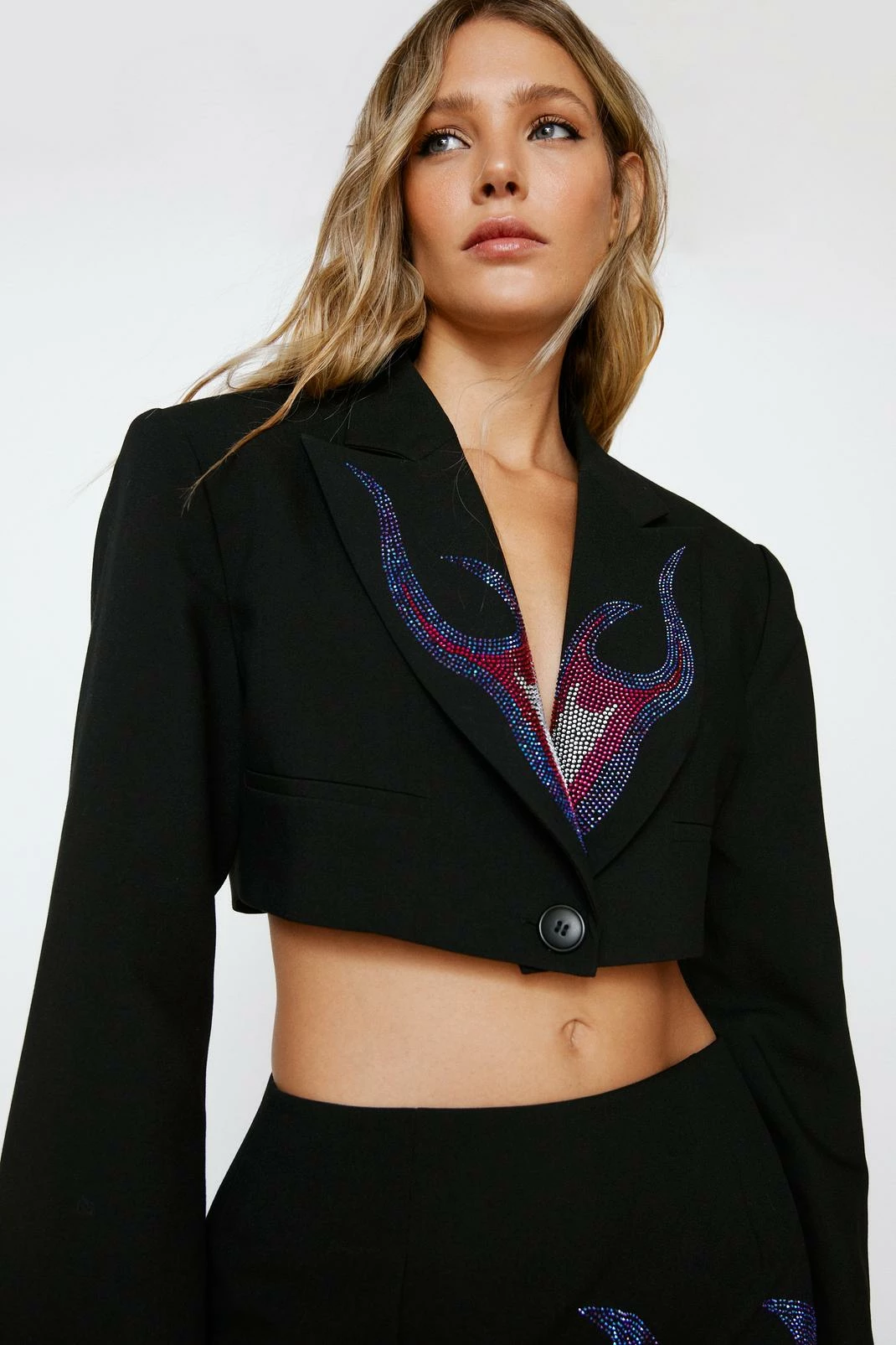 Petite Diamante Studded Cropped Blazer 2 Petite Diamante Studded Cropped Blazer - Image 2