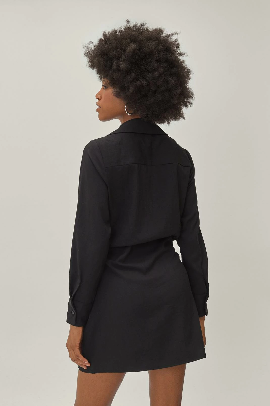 Petite Knot Front V Neck Mini Shirt Dress 6 Petite Knot Front V Neck Mini Shirt Dress - Image 6