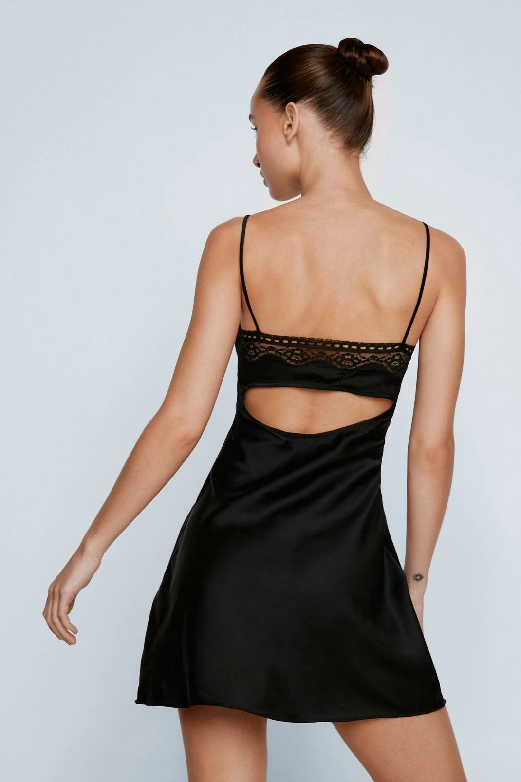 Petite Lace Detail Satin Mini Dress 3 Petite Lace Detail Satin Mini Dress - Image 3