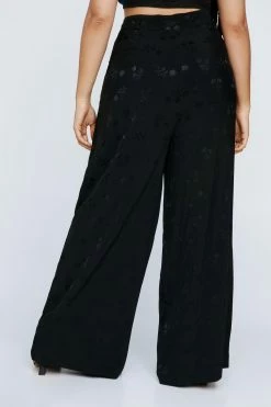 Plus Premium Satin Floral Wide Leg Trouser 9 Plus Premium Satin Floral Wide Leg Trouser -Nasty Gal Sales Store Sales womens black plus premium satin floral wide leg trouser 2