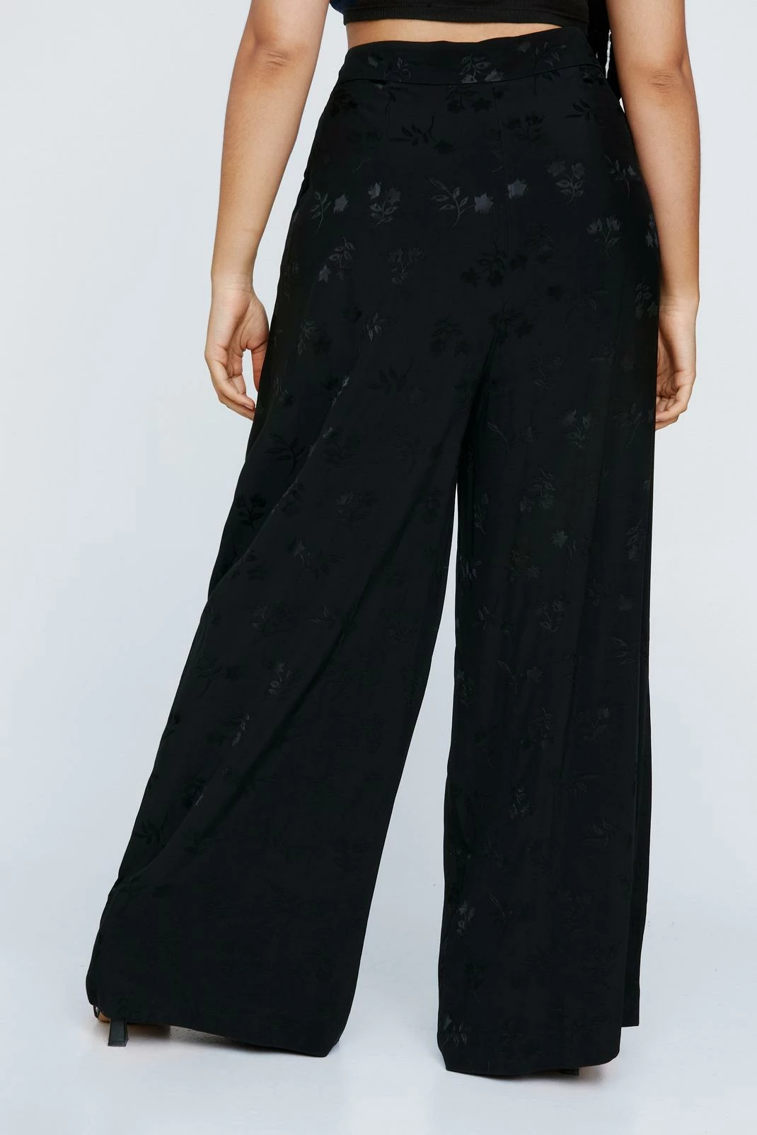 Plus Premium Satin Floral Wide Leg Trouser 3 Plus Premium Satin Floral Wide Leg Trouser - Image 3