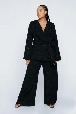 Plus Premium Satin Floral Wide Leg Trouser 13 Plus Premium Satin Floral Wide Leg Trouser -Nasty Gal Sales Store Sales womens black plus premium satin floral wide leg trouser 3