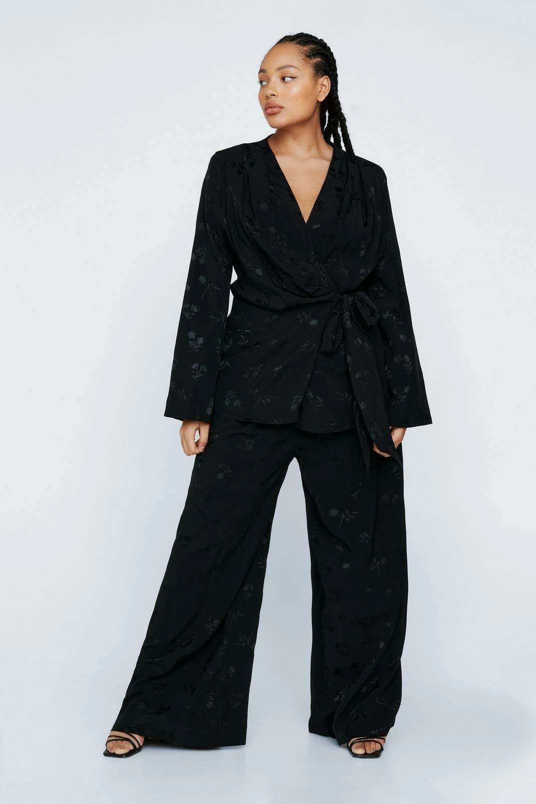 Plus Premium Satin Floral Wide Leg Trouser 7 Plus Premium Satin Floral Wide Leg Trouser - Image 7