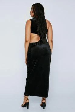 Plus Size Cut Out Back Maxi Dress -Nasty Gal Sales Store Sales womens black plus size cut out back maxi dress 2