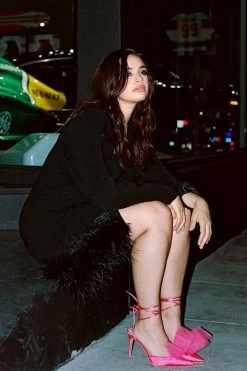 Plus Size Premium Feather Trim Blazer Dress