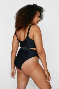 Plus Size Recycled Tie Front Bikini Set -Nasty Gal Sales Store Sales womens black plus size recycled tie front bikini set 2