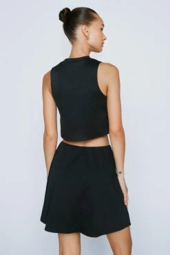Ponte Skirt And Top Two Piece Set Set -Nasty Gal Sales Store Sales womens black ponte skirt and top two piece set set 2