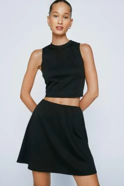 Ponte Skirt And Top Two Piece Set Set