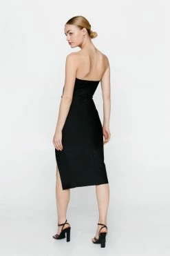 Premium Bandage Side Split Midi Dress -Nasty Gal Sales Store Sales womens black premium bandage side split midi dress 2