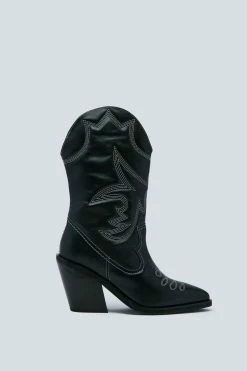 Premium Leather Stitch Detail Cowboy Boots 5 Premium Leather Stitch Detail Cowboy Boots -Nasty Gal Sales Store Sales womens black premium leather stitch detail cowboy boots 1