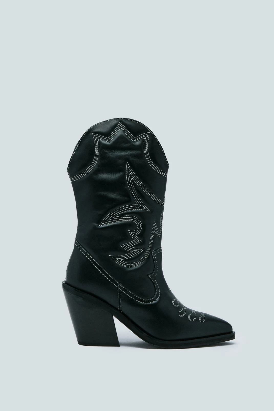 Premium Leather Stitch Detail Cowboy Boots 2 Premium Leather Stitch Detail Cowboy Boots - Image 2