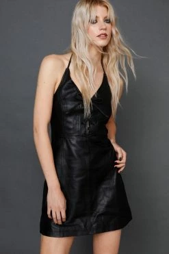 Real Leather Lace Up Mini Dress 7 Real Leather Lace Up Mini Dress -Nasty Gal Sales Store Sales womens black real leather lace up mini dress 3