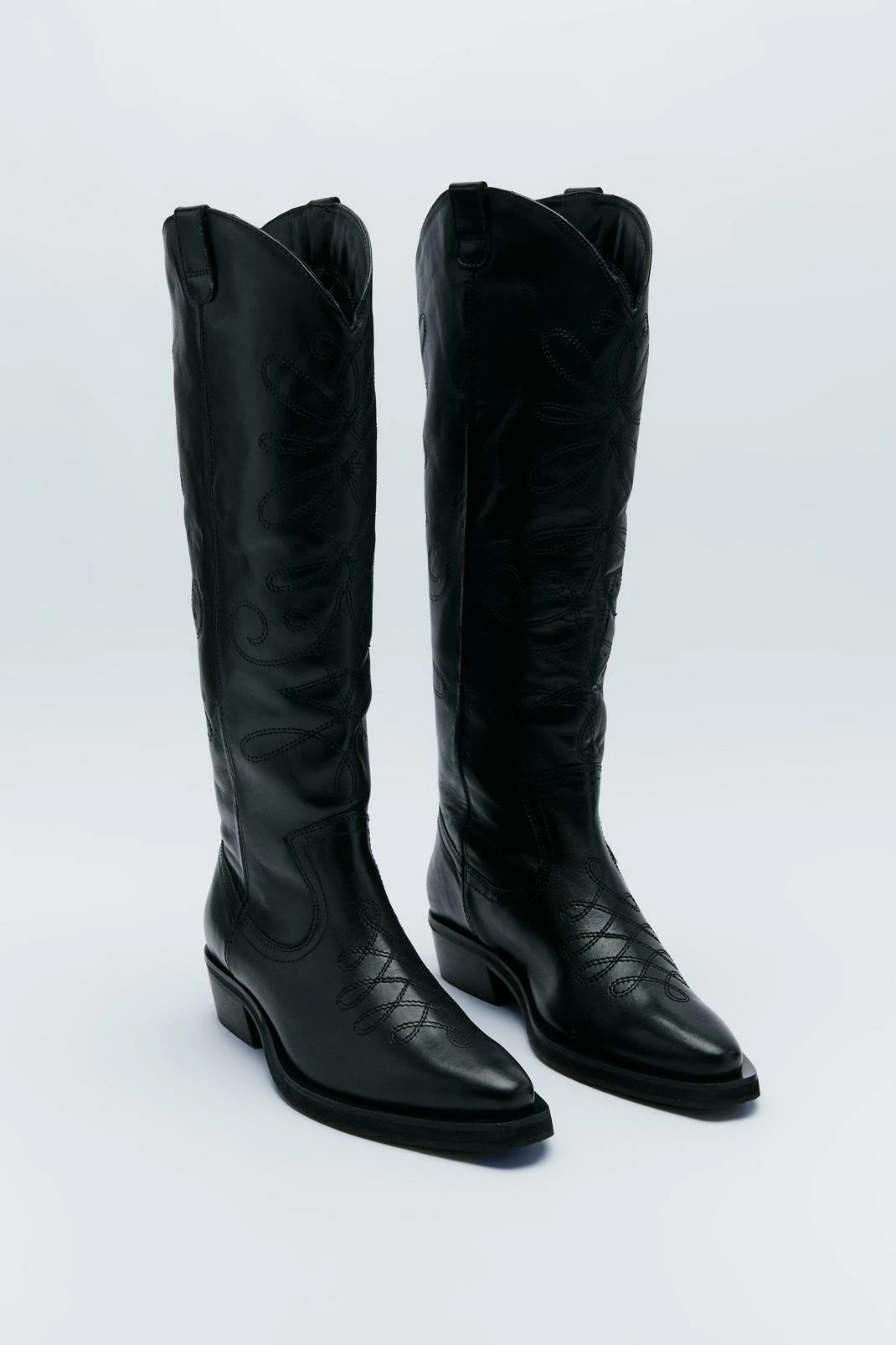 Real Leather Stitched Western Boots 3 Real Leather Stitched Western Boots - Image 3