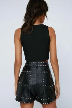 Real Leather Studded Shorts 6 Real Leather Studded Shorts -Nasty Gal Sales Store Sales womens black real leather studded shorts 2