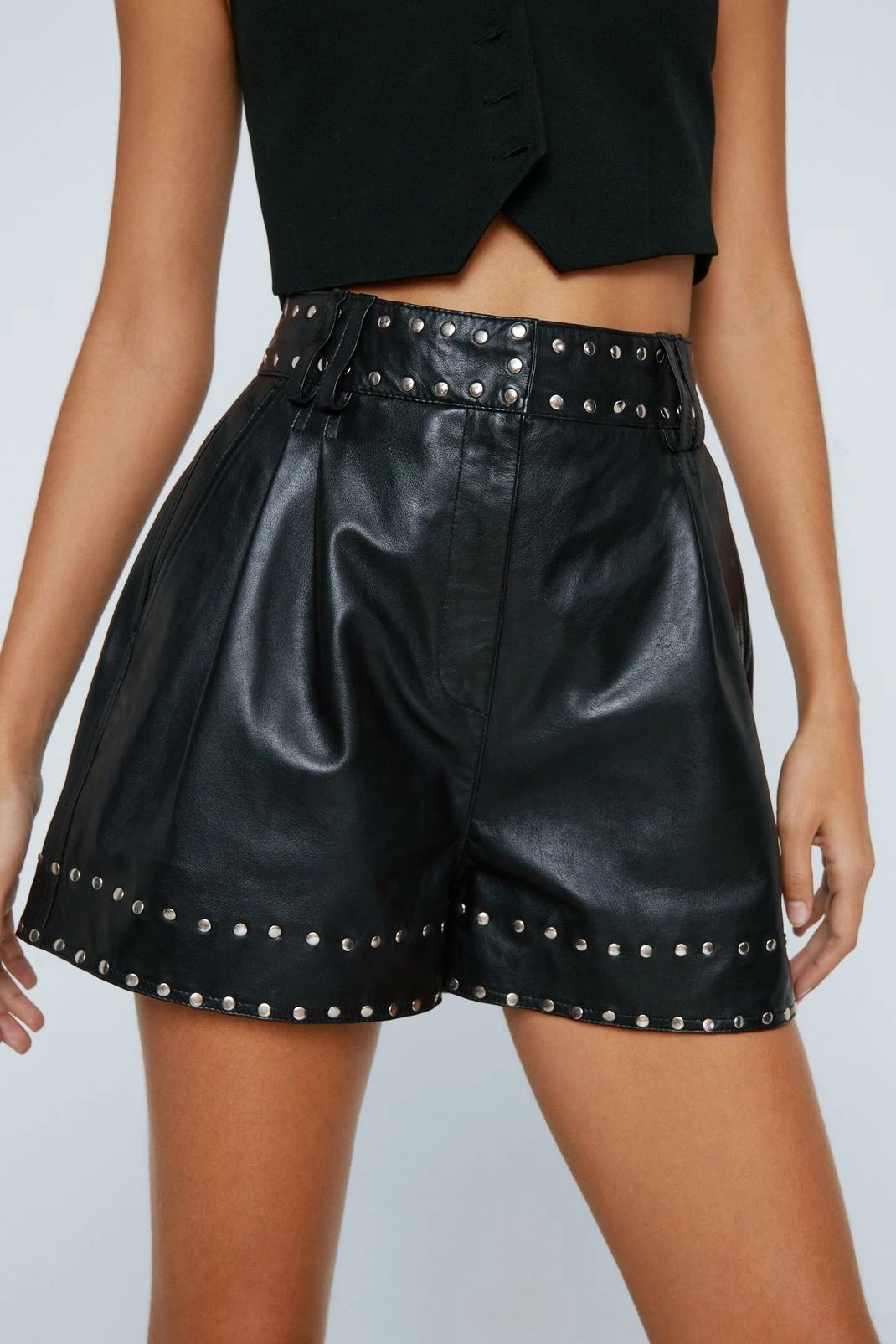 Real Leather Studded Shorts 4 Real Leather Studded Shorts - Image 4