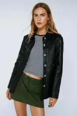 Real Leather Tie Waist Belt Jacket 13 Real Leather Tie Waist Belt Jacket -Nasty Gal Sales Store Sales womens black real leather tie waist belt jacket 3