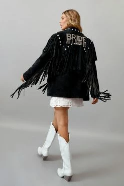 Real Suede Bridal Embellished Fringe Jacket 6 Real Suede Bridal Embellished Fringe Jacket -Nasty Gal Sales Store Sales womens black real suede bridal embellished fringe jacket 2
