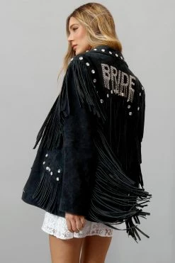 Real Suede Bridal Embellished Fringe Jacket 7 Real Suede Bridal Embellished Fringe Jacket -Nasty Gal Sales Store Sales womens black real suede bridal embellished fringe jacket 3
