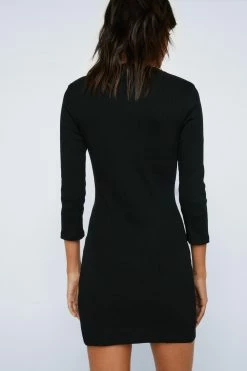 Ribbed Crew Neck Mini Dress -Nasty Gal Sales Store Sales womens black ribbed crew neck mini dress 2