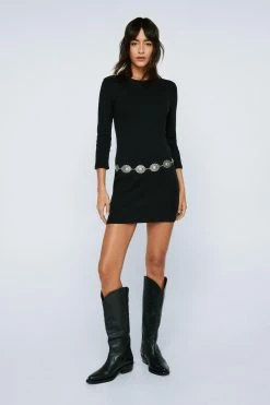 Ribbed Crew Neck Mini Dress -Nasty Gal Sales Store Sales womens black ribbed crew neck mini dress 3
