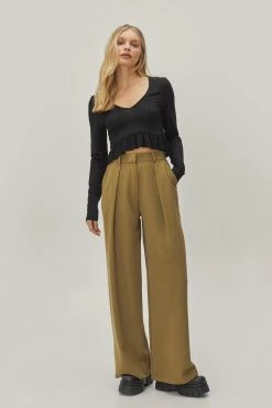 Ribbed Mini Ruffle Top -Nasty Gal Sales Store Sales womens black ribbed mini ruffle top 4