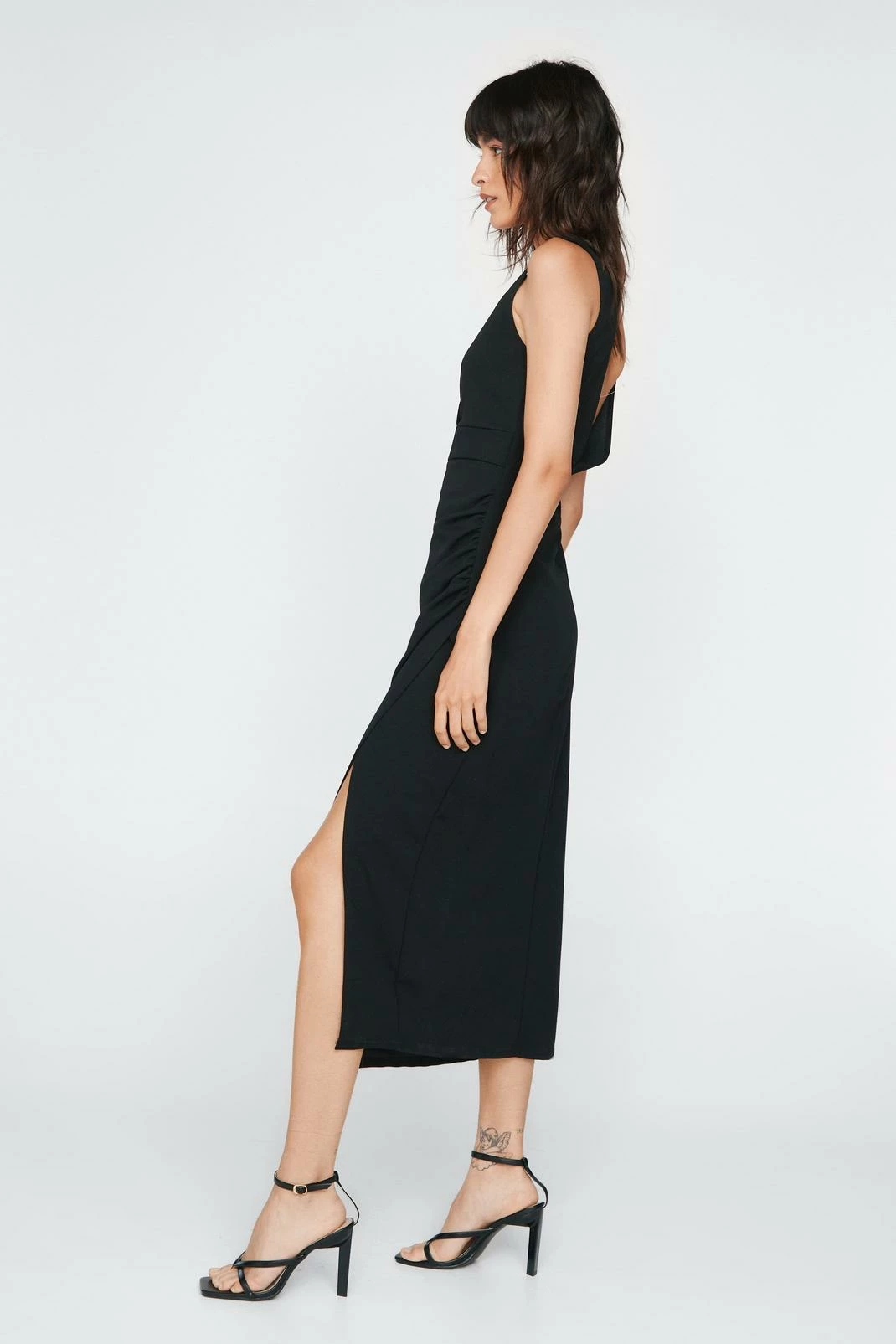 Ruched V Neck Midi Dress 1 Ruched V Neck Midi Dress