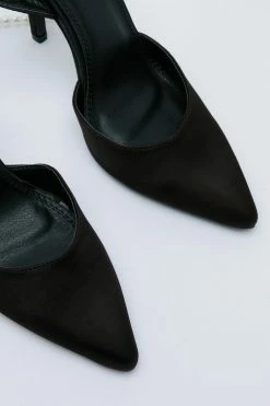 Satin Pearl Trim Court Heel -Nasty Gal Sales Store Sales womens black satin pearl trim court heel 2